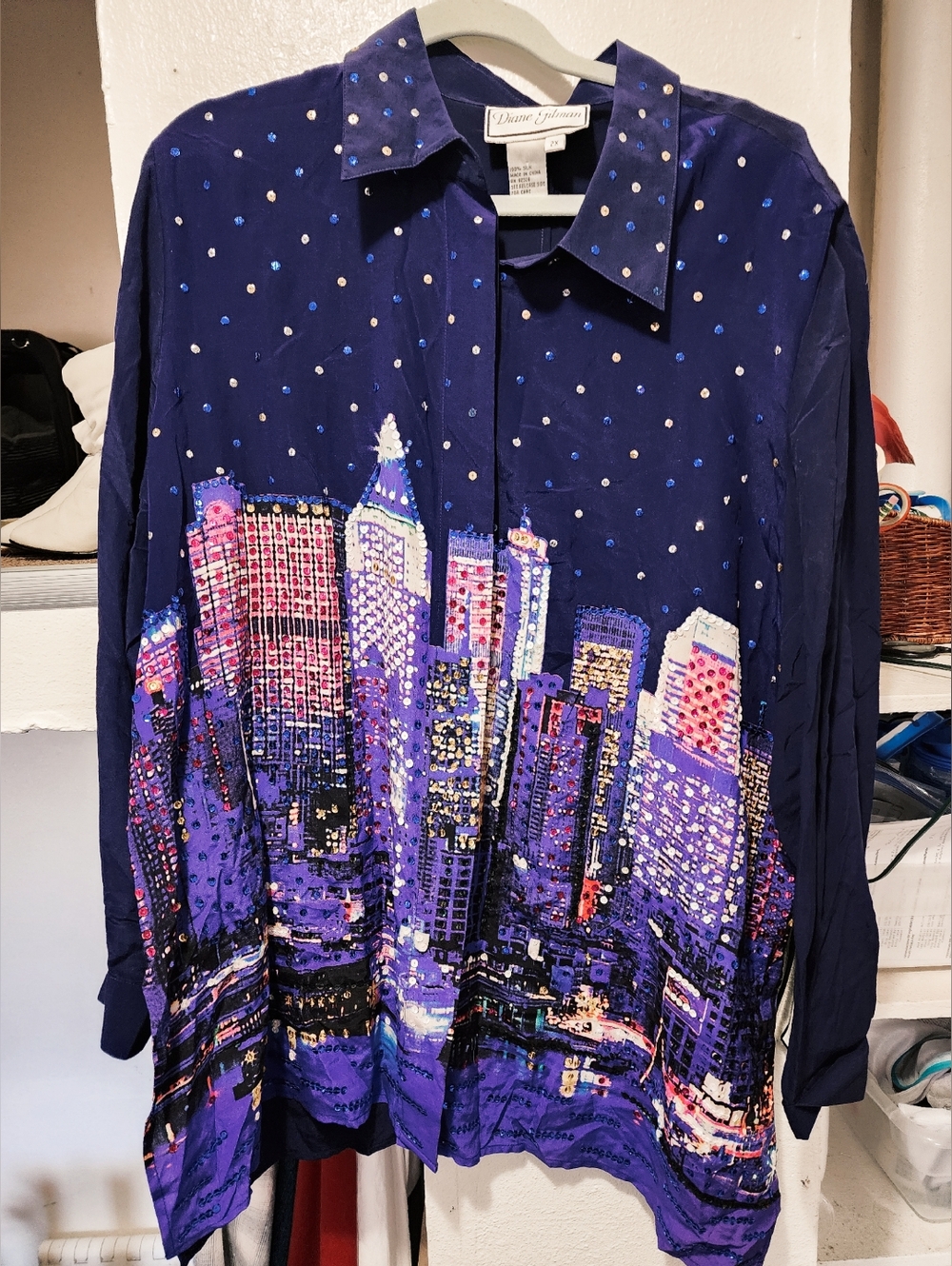 *NWT* "DIANE GILMAN" WOMEN'S 80'S/90'S TUNIC BLOUSE - MULTI